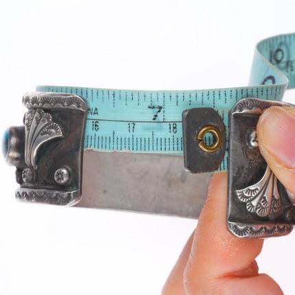 7.2" Vintage Navajo Bisbee turquoise sterling silver watch cuff bracelet