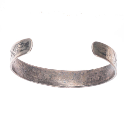 6.9" c1930's Vintage Navajo sterling silver nicely stamped cuff bracelet