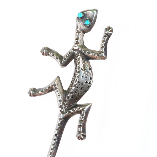 Vintage Navajo sterling silver salamander letter opener snake eye turquoise