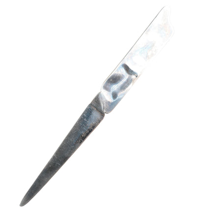 Vintage Navajo sterling silver deep stamped letter opener nice turquoise