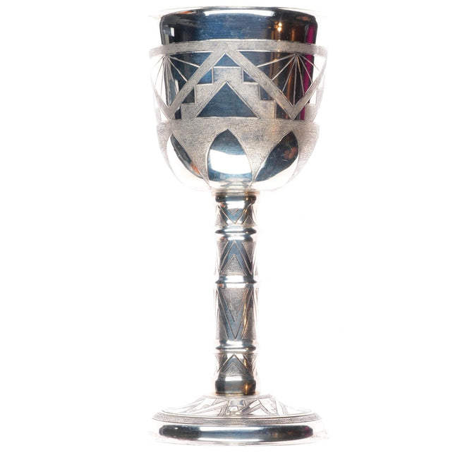 White Buffalo-Comanche Mike Perez sterling silver engraved goblet/chalice