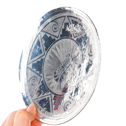 White Buffalo-Comanche Mike Perez sterling silver engraved kachina dish