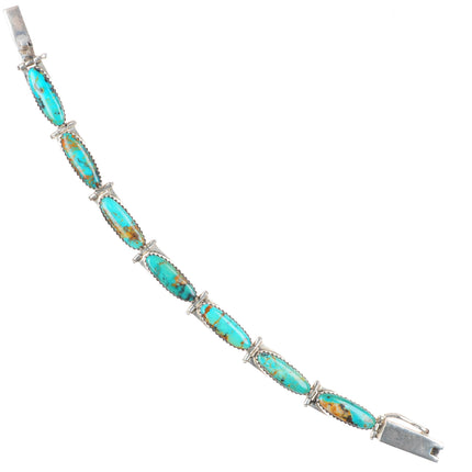 6.2" Delford Yazzie Sterling silver link bracelet with nice turquoise