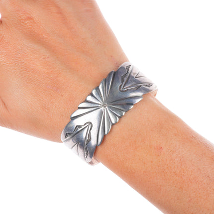 6.6" 40's-50's Navajo Chiseled/stamped sterling silver cuff bracelet
