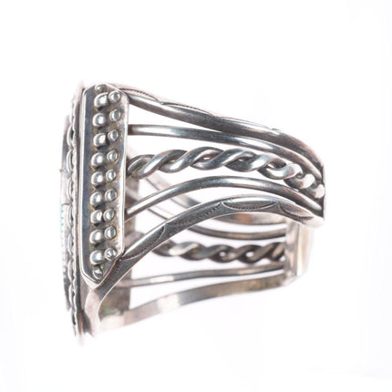 6.2" c1950's Gem Silica Navajo sterling silver twisted wire cuff bracelet