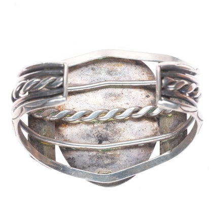 6.2" c1950's Gem Silica Navajo sterling silver twisted wire cuff bracelet
