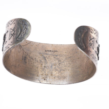 6.3" c1940's Fred Harvey Era large sterling silver thunderbird cuff bracelet