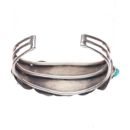 7.5" Vintage Navajo sterling silver freeform nugget row cuff bracelet