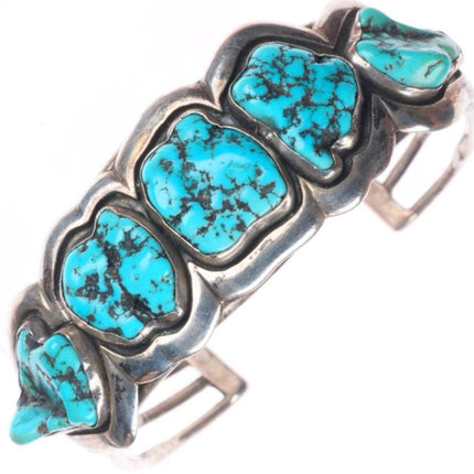 7.5" Vintage Navajo sterling silver freeform nugget row cuff bracelet