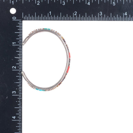 6.1" Pete Sierra Navajo sterling silver heishi shell/turquoise bead inlaid cuff bracelet