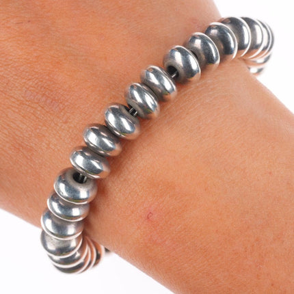 6.5" Retro sterling silver beaded southwestern toggle link bracelet