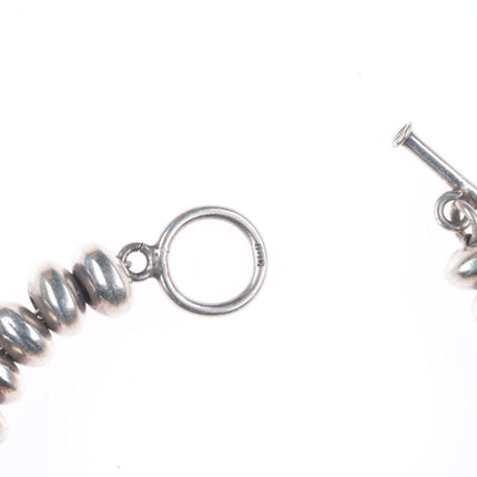 6.5" Retro sterling silver beaded southwestern toggle link bracelet