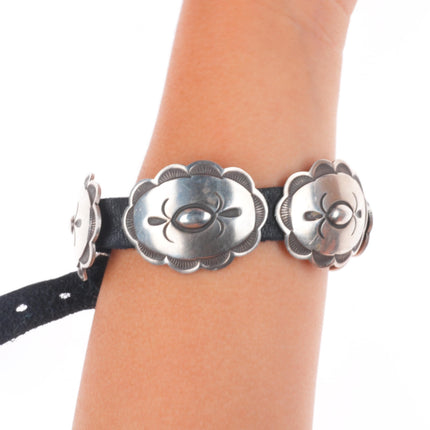 6-8" Adjustable Rocking Horse Ranch Navajo sterling silver conchos link bracelet