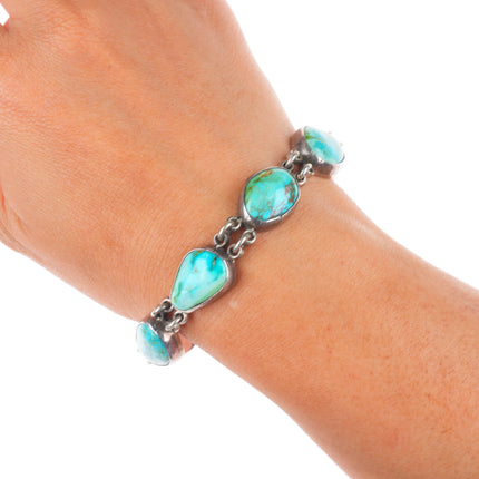 7" Federico Jimenez chunky sterling silver southwestern turquoise link bracelet