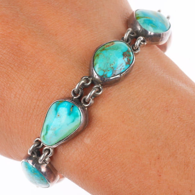 7" Federico Jimenez chunky sterling silver southwestern turquoise link bracelet