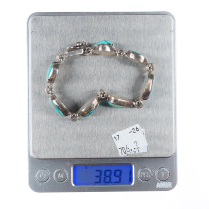7" Federico Jimenez chunky sterling silver southwestern turquoise link bracelet