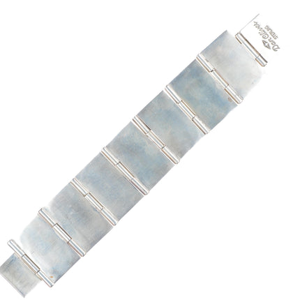 6.75" Dan Oliver Navajo sterling silver spiderweb turquoise heavy link bracelet