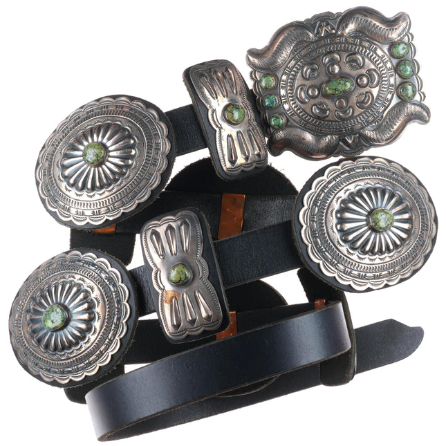 Big Two Dogs-Lawrence Delgarito Navajo sterling silver turquoise concho belt