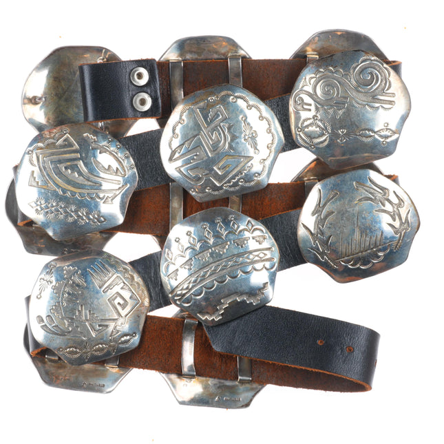 Della & Francis James Navajo sterling silver concho belt in the overlay style