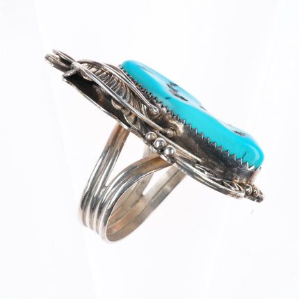 sz8.5 Vintage Navajo sterling silver Kingman turquoise large ring