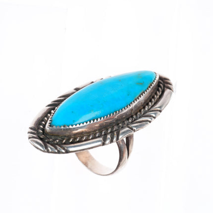 sz8 Nettie long Navajo sterling silver vintage turquoise large size 8 ring