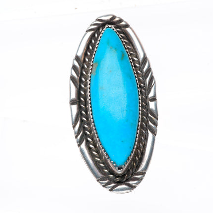 sz8 Nettie long Navajo sterling silver vintage turquoise large size 8 ring