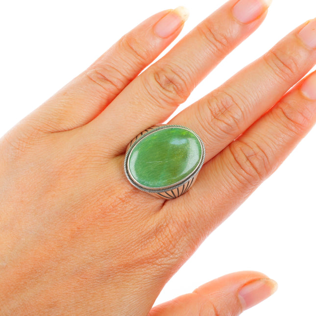 sz12 Tim Bedah Navajo sterling silver Gem Silica size 12 men's ring