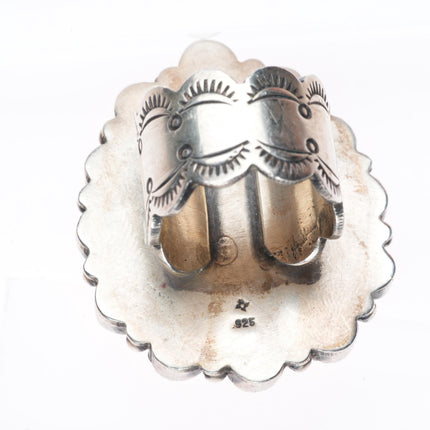 sz9.5 Big M&R Calladitto Navajo sterling silver turquoise-spiny oyster ring
