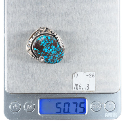 sz11 vintage Mary Dayea Navajo huge high grade #8 Turquoise sterling silver ring