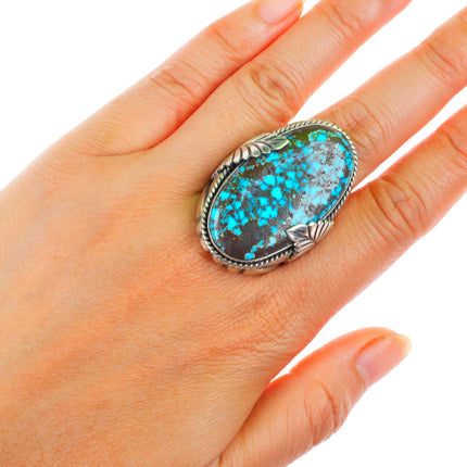 sz11 vintage Mary Dayea Navajo huge high grade #8 Turquoise sterling silver ring