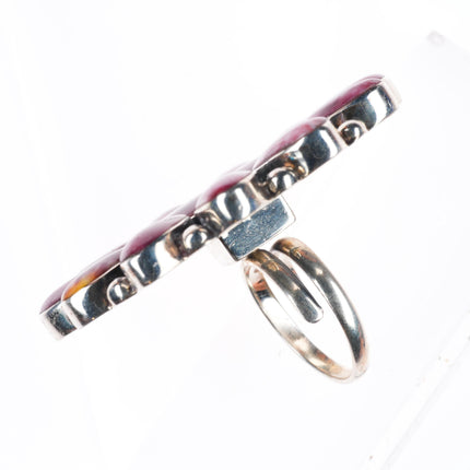 sz8 Huge NV southwestern sterling silver purple spiny oyster cluster ring