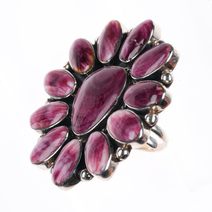 sz8 Huge NV southwestern sterling silver purple spiny oyster cluster ring