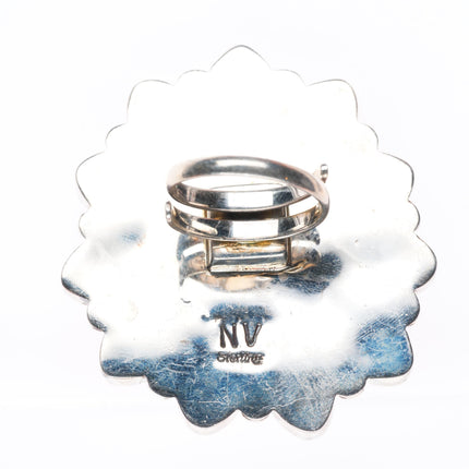 sz8 Huge NV southwestern sterling silver purple spiny oyster cluster ring