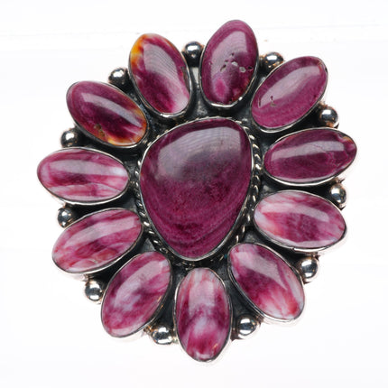 sz8 Huge NV southwestern sterling silver purple spiny oyster cluster ring