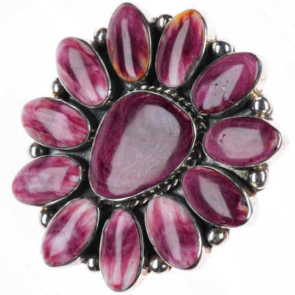 sz8 Huge NV southwestern sterling silver purple spiny oyster cluster ring