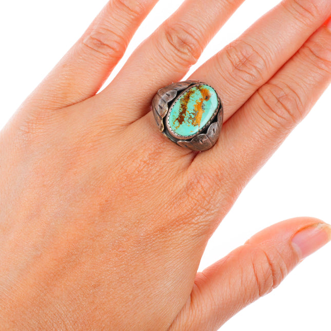 sz12 vintage Navajo sterling silver Royston turquoise size 12 men's ring