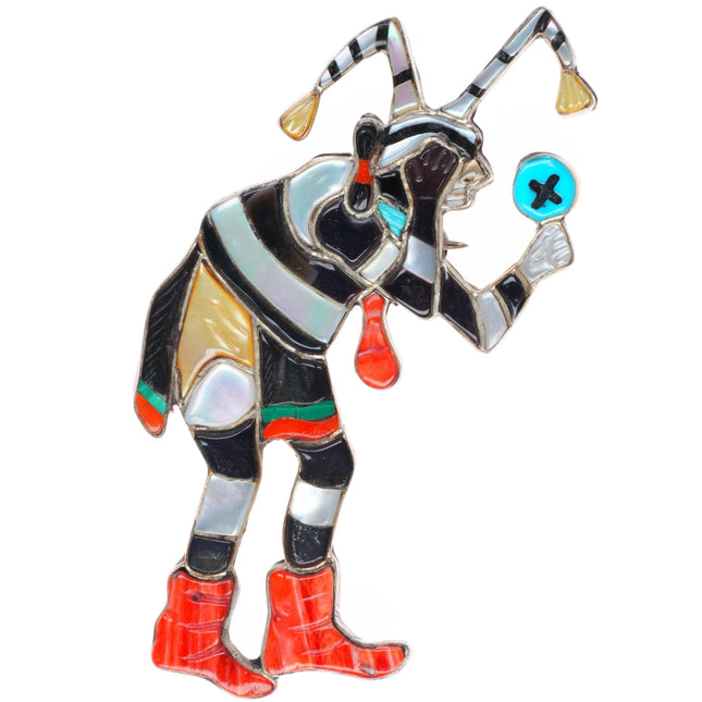 Virgil Shirley Benn-Zuni Tewa Koshare Clown Sterling Pendant pin/brooch