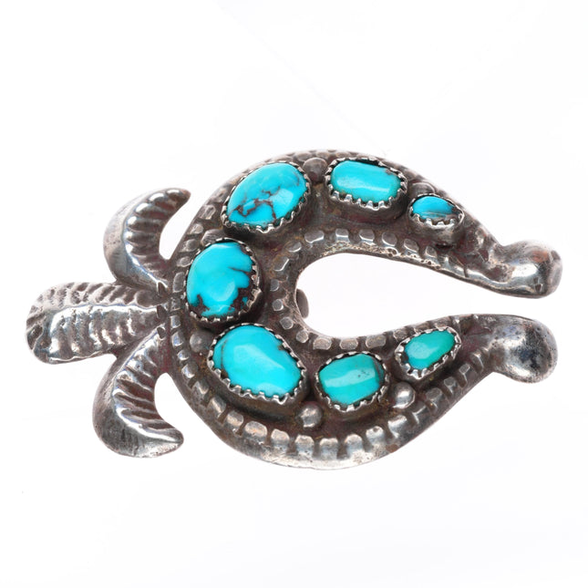 30's-40's Horace Iule Zuni sterling silver/turquoise Naja pendant-pin/brooch