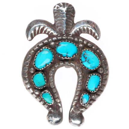 30's-40's Horace Iule Zuni sterling silver/turquoise Naja pendant-pin/brooch