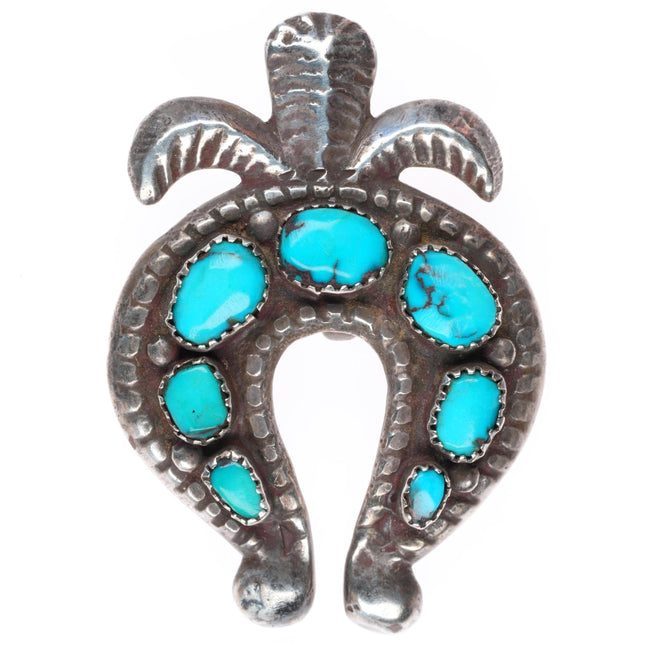 30's-40's Horace Iule Zuni sterling silver/turquoise Naja pendant-pin/brooch