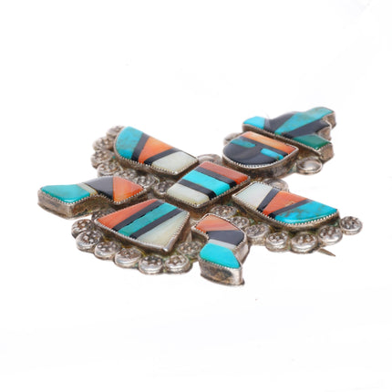 30's-40's Zuni sterling silver knifewing inlay pin/brooch