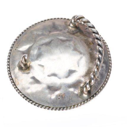 1.75" vintage Navajo basket sterling silver, copper, turquoise belt buckle