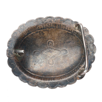 1.5" c1950's Vintage Navajo sterling silver concho style stamped belt buckle