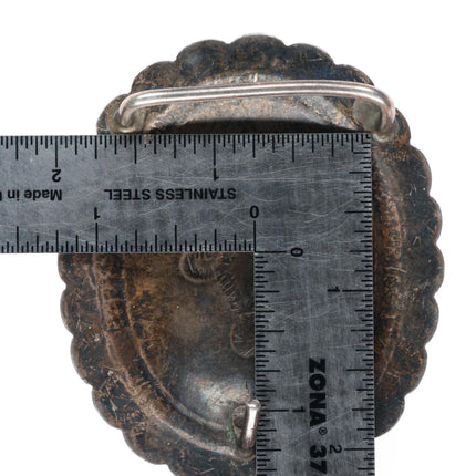 1.5" c1950's Vintage Navajo sterling silver concho style stamped belt buckle