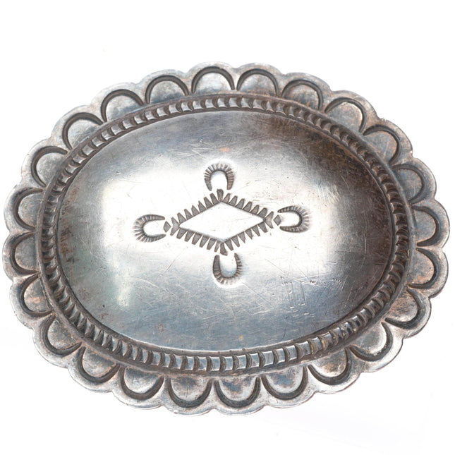 1.5" c1950's Vintage Navajo sterling silver concho style stamped belt buckle