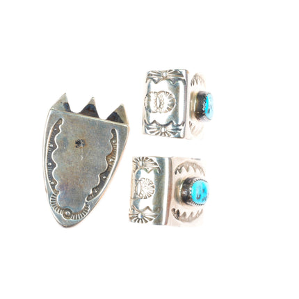 1" Joe Moquino Navajo sterling silver turquoise ranger belt buckle set