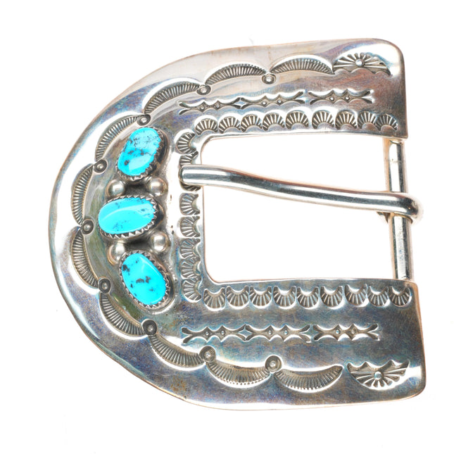 1" Joe Moquino Navajo sterling silver turquoise ranger belt buckle set