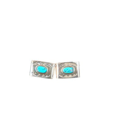 1" Joe Moquino Navajo sterling silver turquoise ranger belt buckle set
