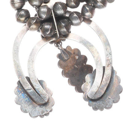 Vintage Navajo sterling silver high grade turquoise squash blossom necklace