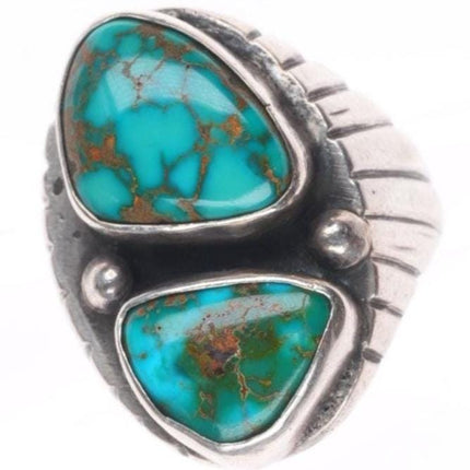 sz10 vintage high grade turquoise sterling silver Navajo men's ring